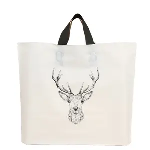 Custom Logo Print Carry Vestuário Sapatos Vestuário Tote De Compras Reciclável Transportadora De Plástico Eco Saco De Compras Com Alça