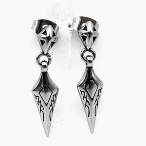 yunnique Tibetan <b>Silver</b> Spike Pendant Earrings Geometric Pattern Design <b>Studs</b> For Unisex Fashion Jewelry - Product Image 1