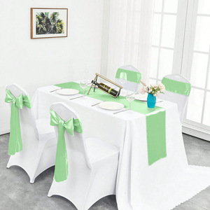 Kraliyet mavi saten masa koşucu 108 inç uzun parlak ve pürüzsüz ipek kumaş masa koşucu düğün için - Product Image 3