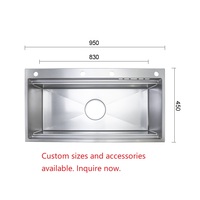 Évier de cuisine populaire en acier inoxydable 304, grand format, à cuve unique, multifonction, anti-rayures, à double niveau, avec cuve cascade