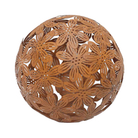 Sphère de jardin en acier corten découpée au laser, extérieure, imperméable, taille personnalisable, art floral, boule creuse, sculpture décorative, ornement