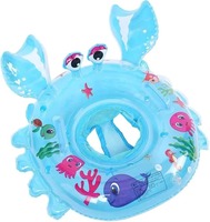 Siège de bain gonflable pour bébé en forme de crabe mignon avec poignées en maille, flotteur de piscine pour tout-petit, jouet aquatique d'été