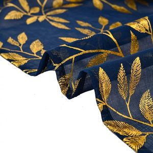 Cortinas transparentes de gasa confeccionadas en línea al por mayor de fábrica con diseño de patrón de hojas doradas - Product Image 6