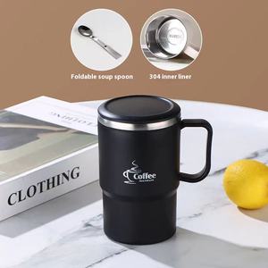 Mug kopi baja tahan karat dua dinding 18oz dengan tutup dan sendok untuk hadiah bisnis berkemah - Product Image 6