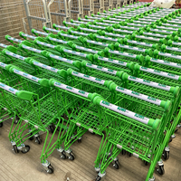 Chariot de courses miniature en métal coloré pour enfants, chariot de supermarché vert pour enfants, chariot de courses en fil métallique avec pare-chocs aux coins