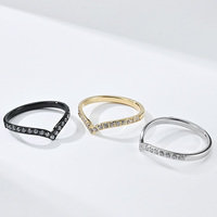 Bague Flèche en Zirconium Plaqué Or 18K, Coupe Princesse, Demi-Pavé, en Acier Inoxydable, Bijoux de Mariage