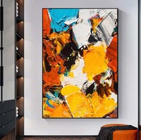 TRUSTEK Toile abstraite moderne faite à la main, grandes vagues bleues et blanches, paysage marin texturé 3D, intérieur, numérique, imperméable, écologique