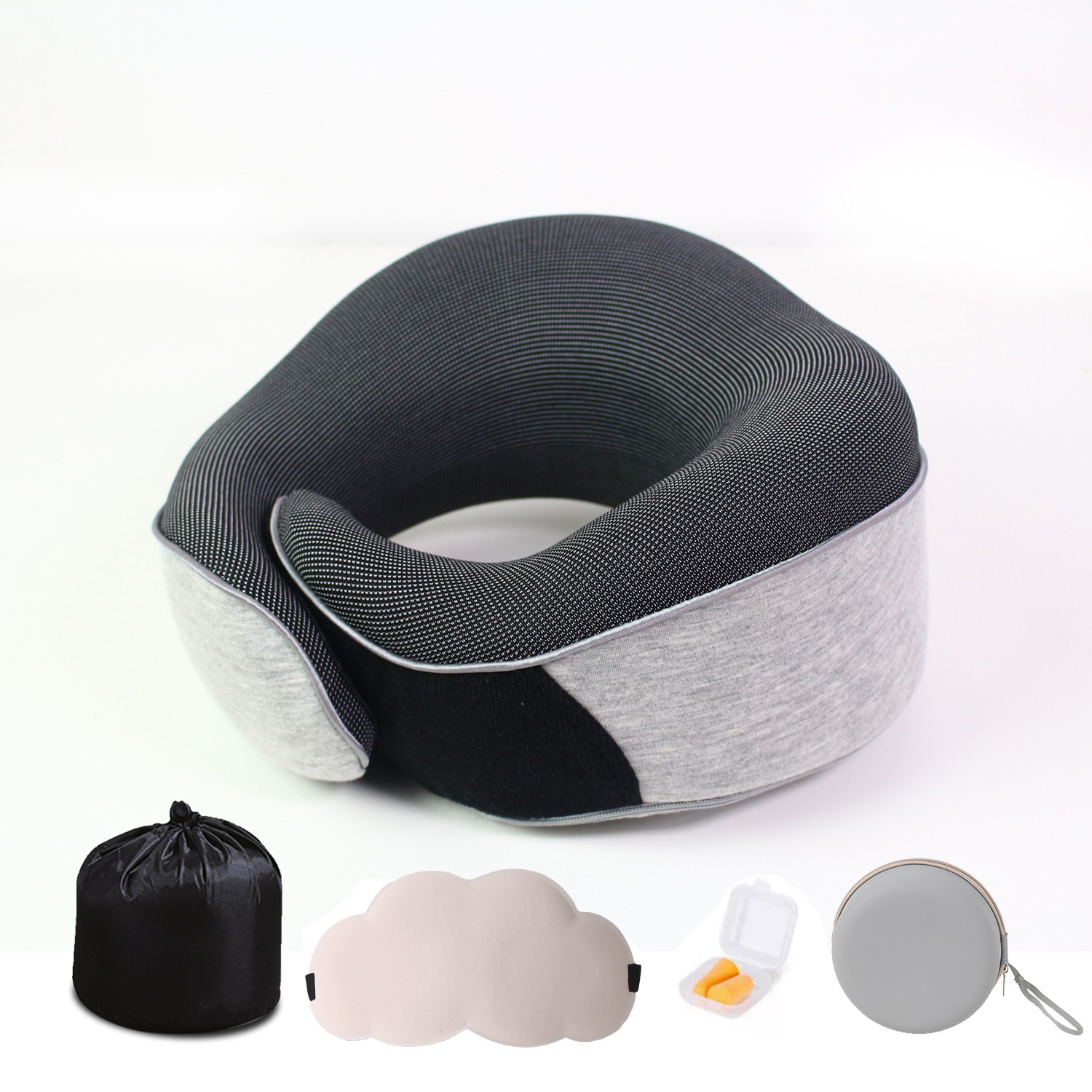 Set de antifaz y tapones para los oídos EVA en forma de nube gris claro