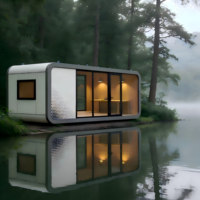Petite villa préfabriquée en verre à installation rapide et portable pour le glamping, la chambre d'hôtes, l'Airbnb avec salle de bain
