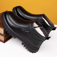 Bottes tendance pour hommes en cuir véritable, style britannique, bottes de travail montantes, doublure polaire en coton, chaussures d'hiver, mocassins à la mode