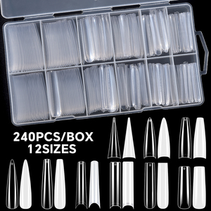 240 Uñas Postizas Cuadradas Rectas Extra Largas de Cobertura Completa, Uñas Acrílicas Artificiales, Puntas de Uñas Postizas a Presión, Herramienta de Manicura - Product Image 4