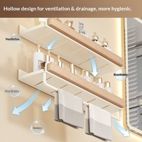 Étagère murale sans perçage style crème, support de rangement pour salle de bain, organisateur de lavabo brossé style moderne et simple, vente en gros