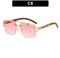 Lunettes de soleil carrées sans monture TY70 à coupe diamant avec branches décorées léopard, style unisexe tendance pour influenceurs