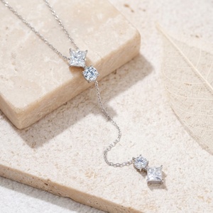 Nueva Tendencia de Joyería de Plata 925 para Fiesta y Playa, Cadena de Pecho <span class=keywords><strong>Sexy</strong></span> con Moissanita Corte Princesa y Redonda - Product Image 2