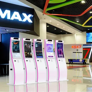 Custom Border Color 23.6'' 32'' R1800 Curved Screen And Curved Housing Queue Management Kiosk Ticket Check-in System For Cinema