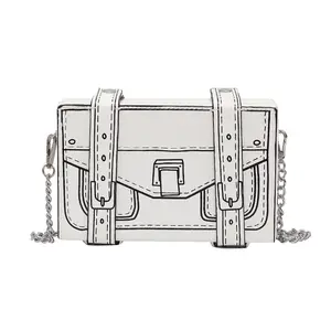 黒と白のボックスデザイン女性カジュアル財布とハンドバッグファッションクラッチバッグショルダーチェーンバッグ2022