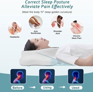 Almohada Cervical Ergonómica en Oferta, Almohadas Ortopédicas para Dormir, Almohada de Espuma Viscoelástica sin Olor para el Dolor de Cuello - Product Image 2