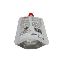Op maat gemaakte, gestanste, staande verpakking voor vloeistoffen met gravureprint en uitgietmond voor druivensap & fruitpuree