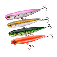 Leurre de pêche flottant imprimé 14g 10cm en plastique bionique, type crayon, avec hameçons et billes sonores, pour la pêche au vairon