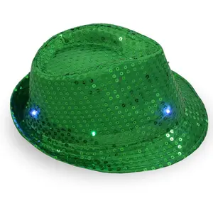 Yeni LED şapka yanıp sönen ışık Up pullu parlak gece şapka aydınlık kapaklar cadılar bayramı kostüm parti aksesuarları