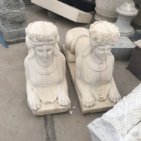 Antique Grand Jardin Marbre Pierre Noire Égyptien Grec Marmor Sphinx Statues Sculpture à Vendre