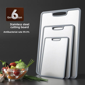 Anti-slip <strong>Antibacterial</strong> TPE <strong>Silicone</strong> Edging Home Use Stainless Steel Cutting Board - Product Image 5