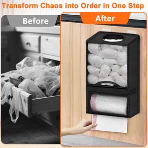 Soporte de pared para bolsas de plástico, organizador grande de bolsas de tela Oxford 2 en 1 con dispensador de rollos de <span class=keywords><strong>basura</strong></span> - Product Image 6