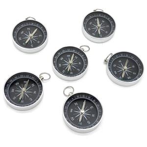 Mini boussole portable en aluminium de 45 mm, résistante aux chocs, avec pointeur luminescent et crochet pour l'extérieur - Product Image 1