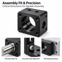 Pièces d'adaptation en aluminium anodisé noir OEM, composants usinés CNC, service de fabrication de pièces CNC sur mesure