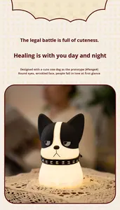 All'ingrosso transfrontaliero nuovo Bulldog francese in Silicone per <span class=keywords><strong>la</strong></span> notte ha portato pacche colorate con ricarica USB cucciolo camera da letto creativa - Product Image 5