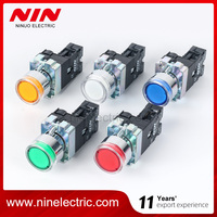 Bouton-poussoir momentané NIN 22 mm à tête autobloquante, vert, entièrement éclairé par LED, en alliage de zinc, 1NC 1NO, borne à vis, IP65