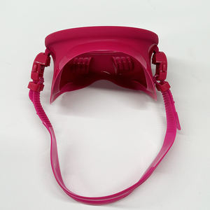 หน้ากากดำน้ำแบบเต็มหน้าสำหรับตกปลาหน้ากากดำน้ำเลนส์กระจกนิรภัยสีแดงกันน้ำมีสายรัดซิลิโคน - Product Image 2