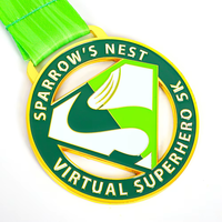Médaille personnalisée en alliage de zinc gravée, finition émail souple, récompense sportive, souvenir pour course de marathon virtuel 5K