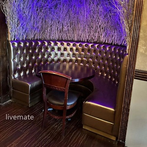 Barato moderno luz lujo cenar restaurantes diseño cuero botón medio círculo curvado restaurante redondo sofá cabinas asientos para <span class=keywords><strong>sal</strong></span> - Product Image 6