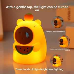 Nueva Lámpara Nocturna de Capibara, Luz Ambiental de Silicona Suave para Mesita de Noche, con Diseño de Conejillo de Indias y Oso, Luz de Descompresión Táctil - Product Image 2