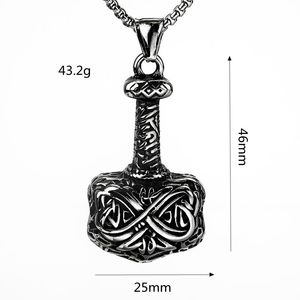 Yunnique Nordic Retro Stainless Steel Men's Thor Hammer Pendant Necklace Viking Charm <b>Cross</b> Design Asymmetry Gift Jewelry - Product Image 5