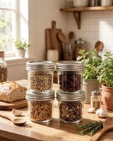 Stoples Kaca Tahan Panas 100ml Dengan Tutup Plastik Kedap Udara untuk Selai Madu Yogurt Oatmeal Penyimpanan Makanan Tahan Lama Transparan