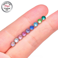 Piercing de ombligo flotante de titanio F136 con circonita cúbica, parte trasera plana, 14GX10MM/12MM, anillo de ombligo cóncavo interior G23, joyería