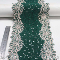 21cm vert foncé Spandex élastique dentelle tissu Floral tricoté maille Stretch lacets garniture pour femmes robe soutien-gorge