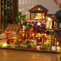 Jouets en bois, puzzle 3D, coin lecture, bricolage, kit de maison miniature, style japonais, mini villa, modèle avec lumière LED, décoration artisanale