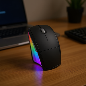 Souris verticale sans fil avec rétroéclairage RGB, suivi optique 1200 DPI, interface USB, alimentation par batterie, conception ergonomique pour ordinateur portable R - Product Image 2