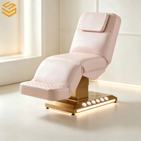 Lit de massage électrique de luxe, table de massage large avec lumière LED et tabouret pour hôtel, centre de spa, mobilier de relaxation