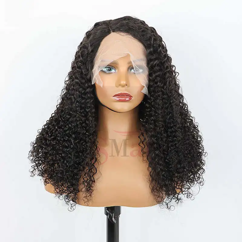 Cheap Curly Human Hair Lace Front Wig Preplucked Deep Curly Hair Transparent 13X4T Part Lace Frontal Wig Virgin Brazilian Hair