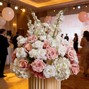 Dekorasi Pernikahan: Set Meja Utama, Latar Belakang Meja, Rak, Gapura, Dekorasi Lantai, Rangkaian Bunga Pink Panjang - Product Image 5