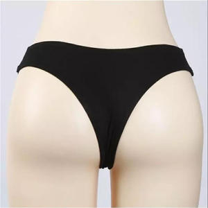 カスタマイズロゴプリントクロッチレストングパンティーミッドウエストセクシーソリッドパターン女性の日常ニット下着 - Product Image 3