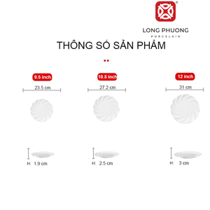 Assiette en céramique blanche légèrement torsadée de 9.5 pouces pour cuisine/restaurant, plats de service pour nourriture/salade, nouveau modèle, taille personnalisée - Product Image 6