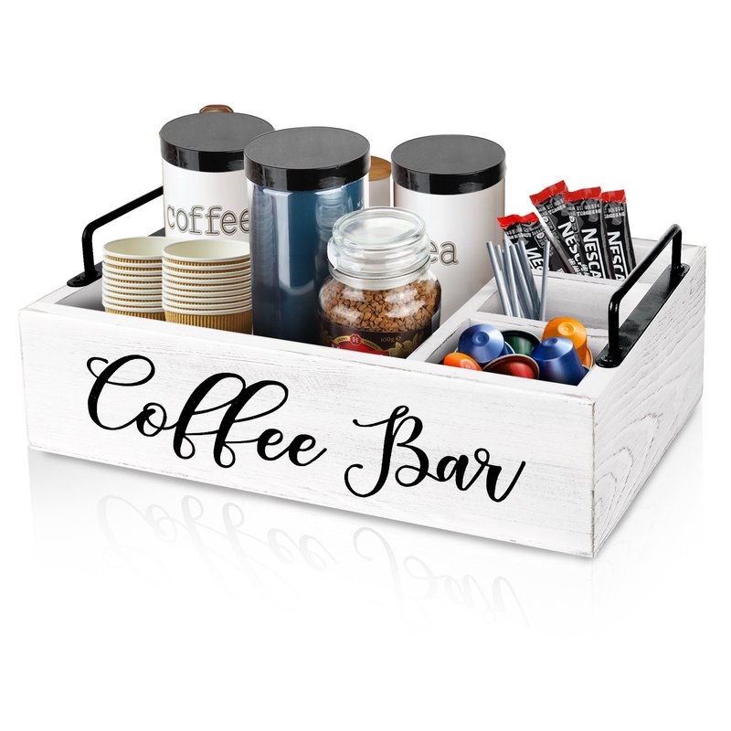 Coffee Station Organizer Wooden Coffee Bar