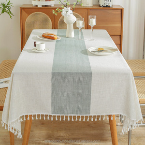 <strong>Tablecloths</strong> for Rectangle Table, Cotton Linen Table Cloth Waterproof <strong>Tablecloth</strong> Wrinkle Free Farmhouse, Soft Fabric with Tassels - Product Image 5