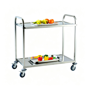 Chariot de service mobile à 3 niveaux en acier inoxydable avec poignée, chariot de livraison de nourriture robuste pour restaurant - Product Image 1