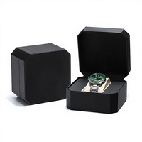 Boîte de rangement octogonale en cuir et métal pour montres, vente en gros, haut de gamme, avec fermoir caché à rabat, fente pour ceinture en PU, cadeau, bijoux